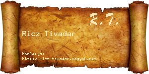 Ricz Tivadar névjegykártya